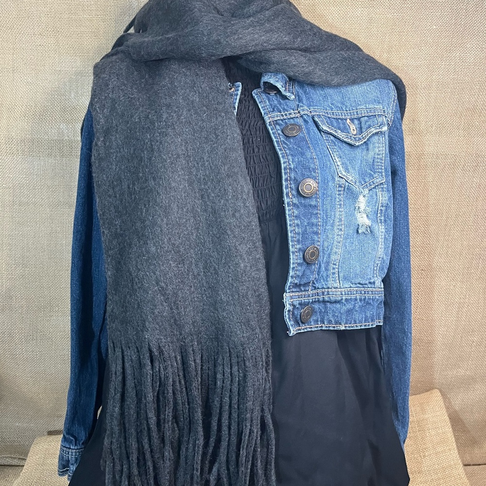 Occasionally Made Solid Brushed Fringe Scarf Dark… - image 6